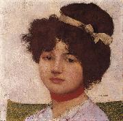 Max Buri Kopf eines jungen Madchens mit Hals-und Haarband oil on canvas